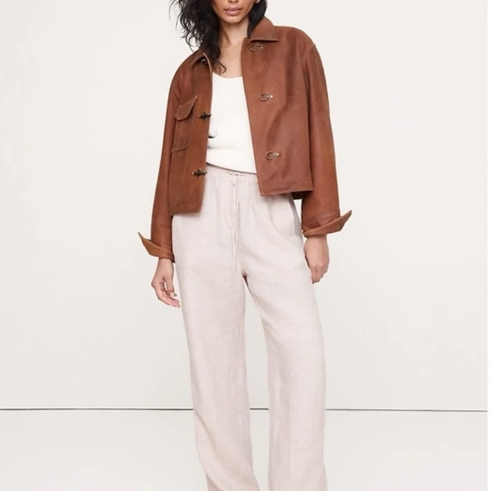 Banana Republic The Getaway straight leg linen pants M - Picture 3 of 8